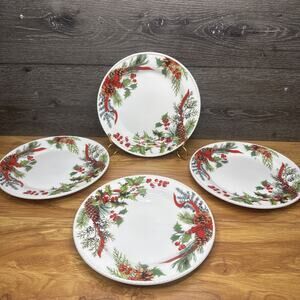 Princess House MARBELLA Winter Berry Lunch Plates 8-7/8” ~set Of 4
